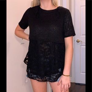 LC Lauren Conrad Half Knit Top with Lace Bottom